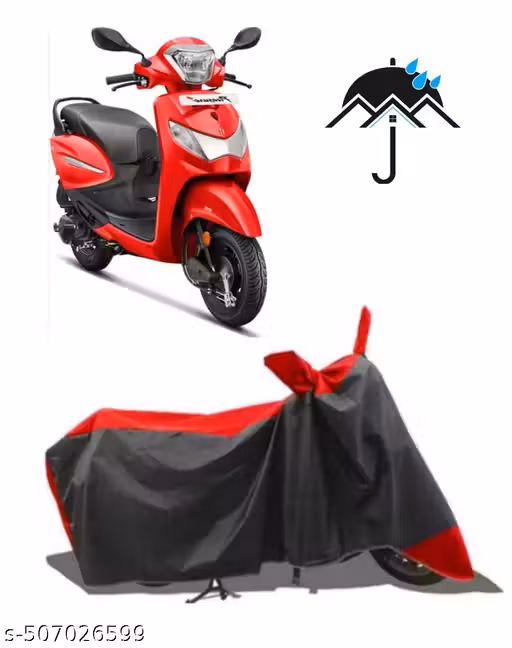 Trendy Water and Heat Resistant Solid scooty Cover FOR Hero Pleasure, Pleasure Plus, Pleasure VX, Pleasure LX Accurate Fitting (BLACK & RED) |Body Cover| vehicle Cover|TWO Wheeler.