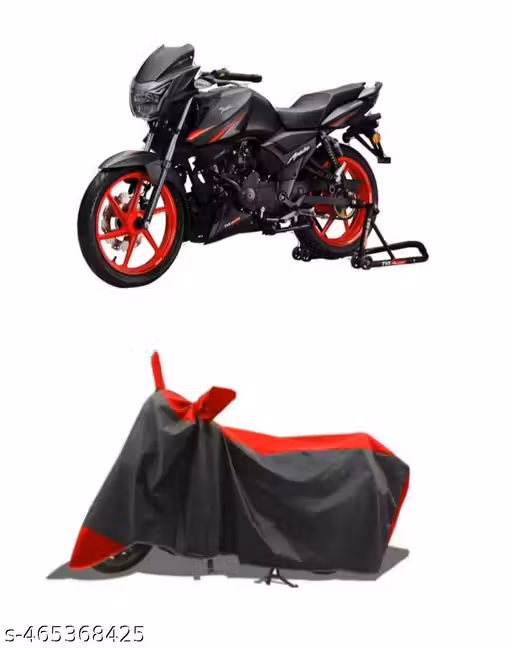 ROYAL HUB Presents Tvs Apache RTR Dirt & Dust Proof Bike/Scooty Body Cover 100% Waterproof(Tested) / UV Protection with Premium Polyester Fabric. BLACK RED COLOR