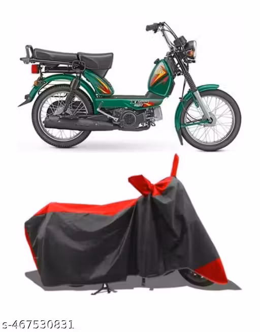 Bike Cover | Bike/Scooty/Motorcycle Cover | Cover For TVS XL 100 with Premium Polyester Fabric (BLACK RED) | Waterproof Two Wheeler Cover | Dirt & Dustproof Bike and Activa Cover |