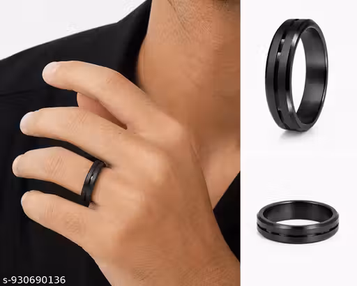 Men’s Matte Black Stainless Steel Minimalist Band Ring | Stylish Fashion Finger Ring