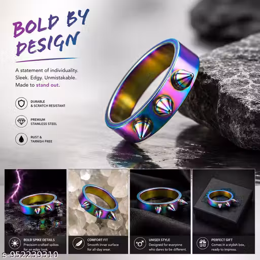 The Trident Spike Ring | Minimalist Multicolor Punk Horn Ring
