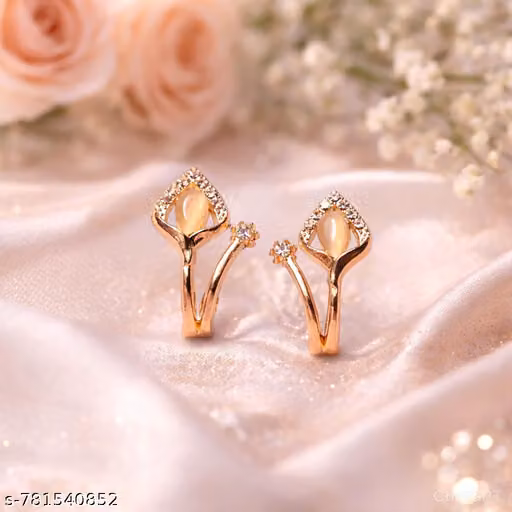 Korean Style Rose Gold Cat Eye Earrings