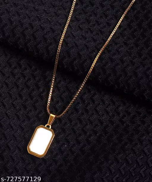 Anti Tarnish White & Black Stone Golden Reversible Pendant Necklace | Stylish Fashion Jewelry for Women
