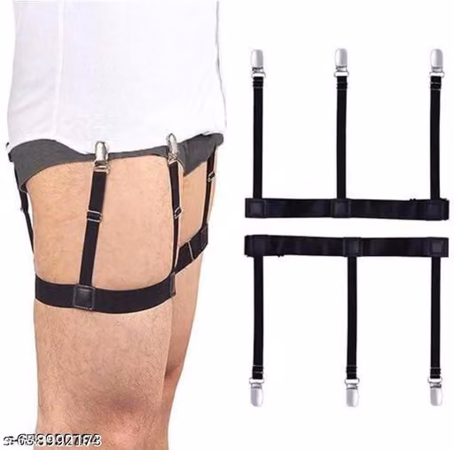 Adjustable Shirt Stays for Men | Elastic Shirt Holder Garters | Non-Slip Uniform Tuck Belt Suspenders