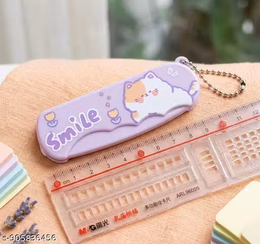 Cute Cartoon Folding Hair Comb with Keychain – Portable Travel Hair Brush for Kids