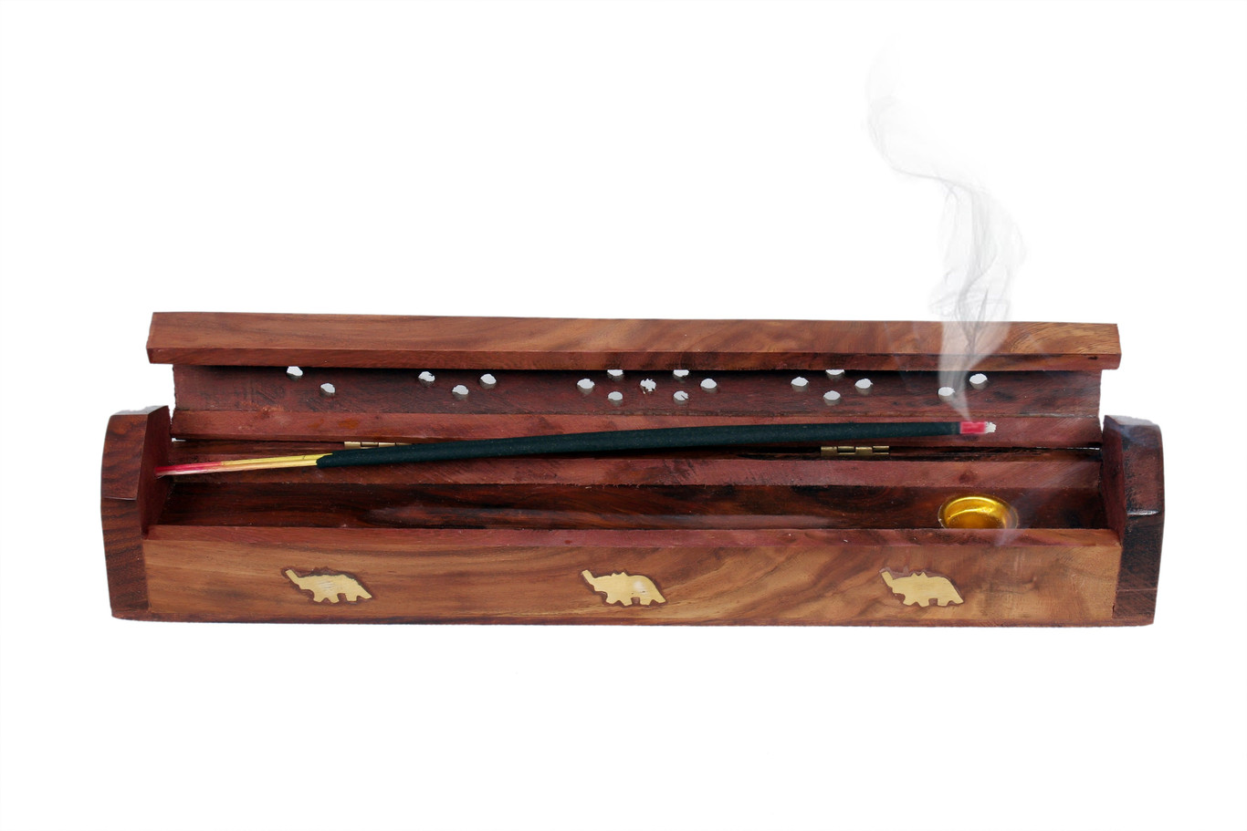 BHAVIKADECOR Handcrafted Wooden Sheesham Wood Incense Stick Holder & Agarbatti Stand Wooden Incense Holder (Brown)