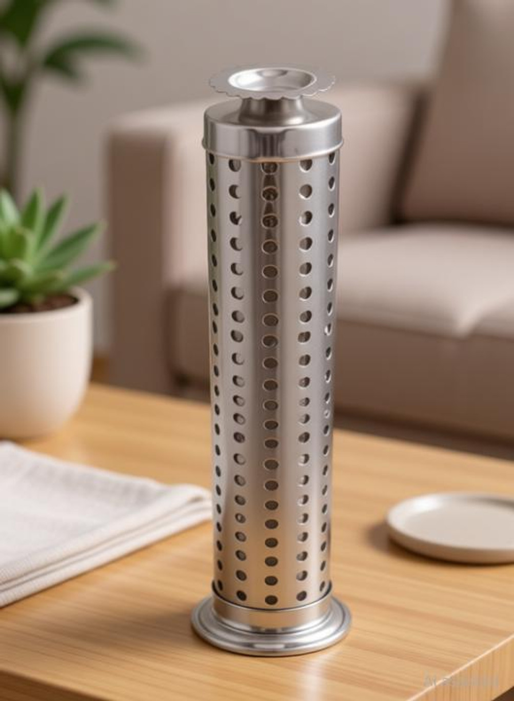 Luxsan Agarbatti Incense Stick Stand Holder with Dust and Burn Safety Ash Catcher Stainless Steel Incense Holder Set (Steel)