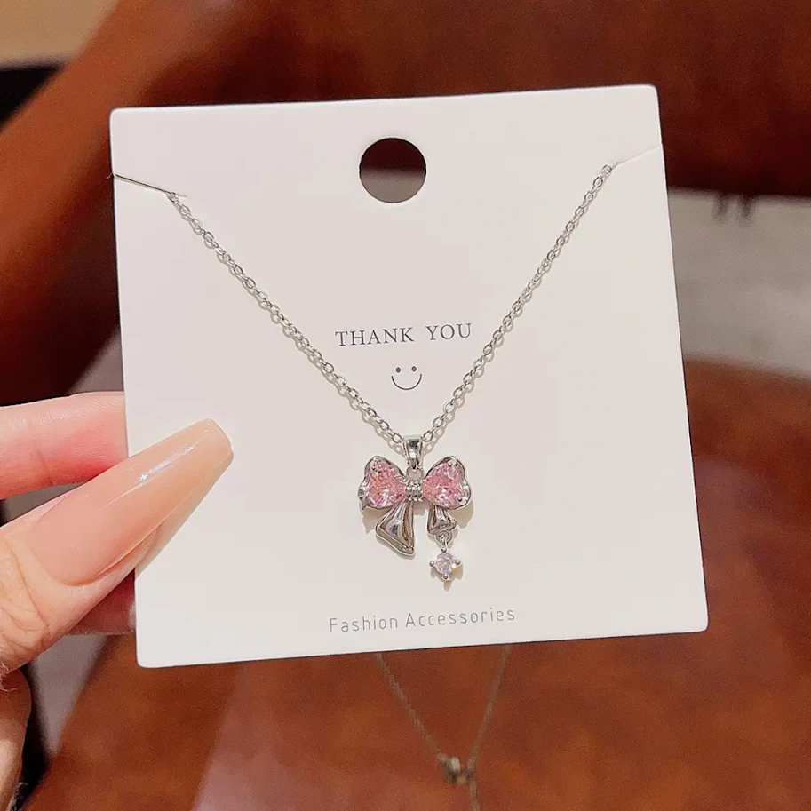 Vedishine Cute & Dainty Bowknot Charm Necklace | Stylish Pendant Jewellery for Women