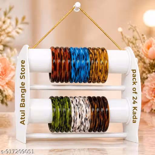 Women's Velvet Bangles Set | Red & Green Bridal Chooda with Gold Stone Work (Pack of 48)
