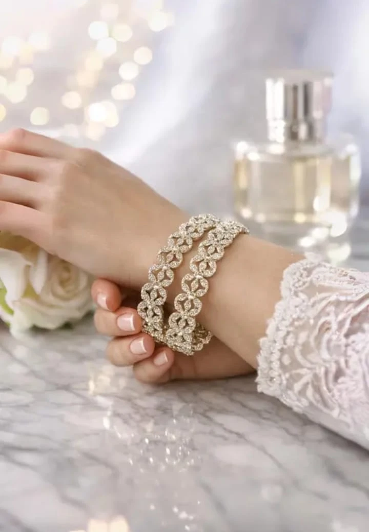 Luxury Crystal Bridal Bangles Set | Elegant Wedding Jewelry for Women