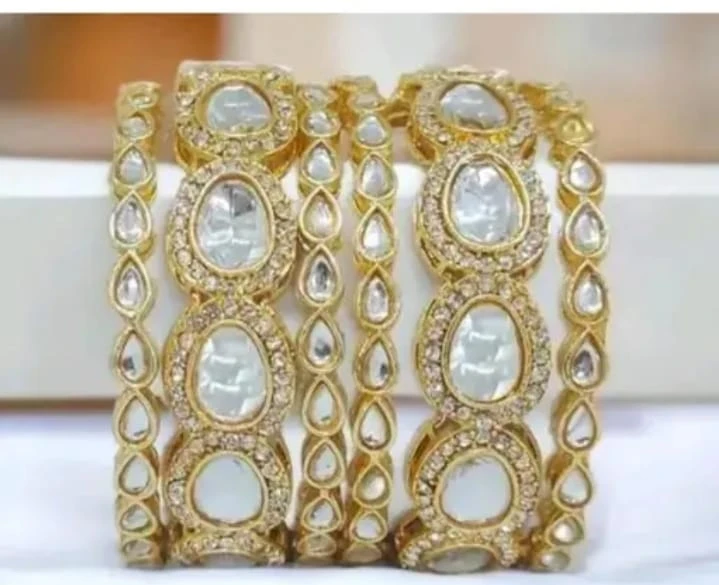 Royal Kundan Bridal Bangles Set | Gold-Plated Luxury Wedding Jewelry