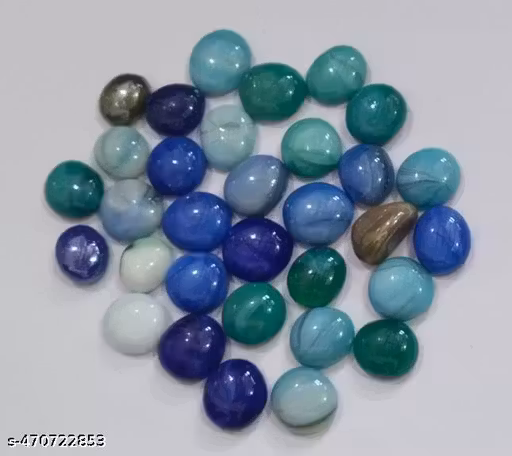 300 Gram Multi Coloured Decorative Stones | Flat Round Peebles | Milky/Blue/Sky Blue/Brown/ Golden 20 mm Glass Peebles for Flowerpot/ Garden /Aquarium Decoration Marble Pebbles by BirdFlee