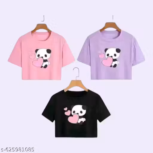 Girls Butterfly Print Crop Top | Half Sleeve Cotton Casual Crop T-Shirt for Girls (Black)