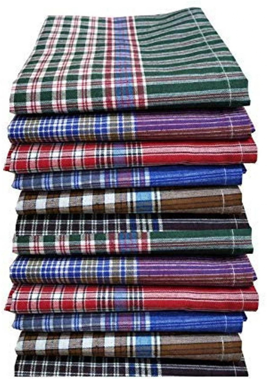 RetailFi Multicolor Men's Cotton checks Handkerchief (12 Pieces) ["Multicolor"] Handkerchief (Pack of 12)