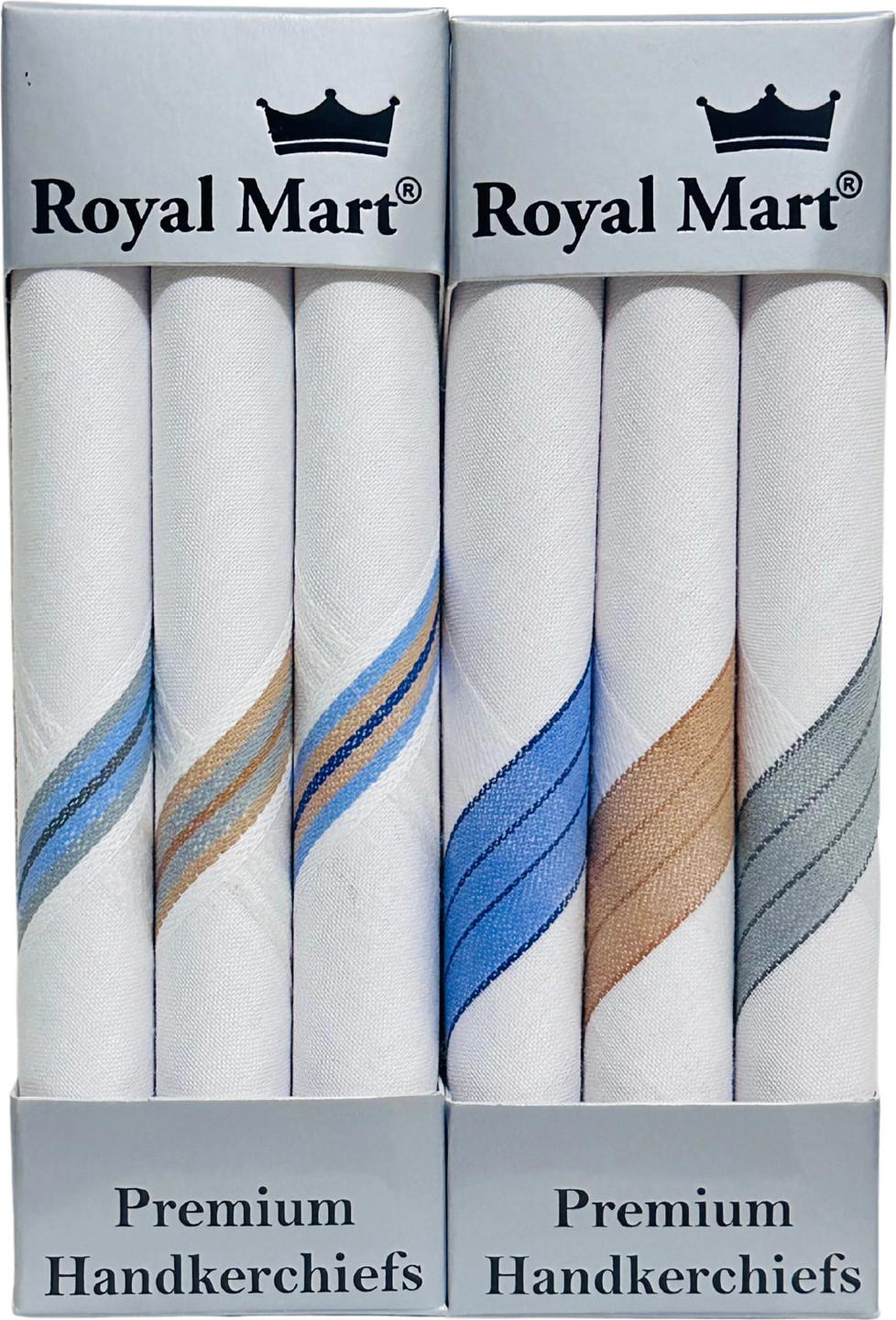 Royal Mart Cotton Hanky for Men's Soft, Skin-Friendly, Lightweight & Highly Absorbent ["White"] Handkerchief (Pack of 6)