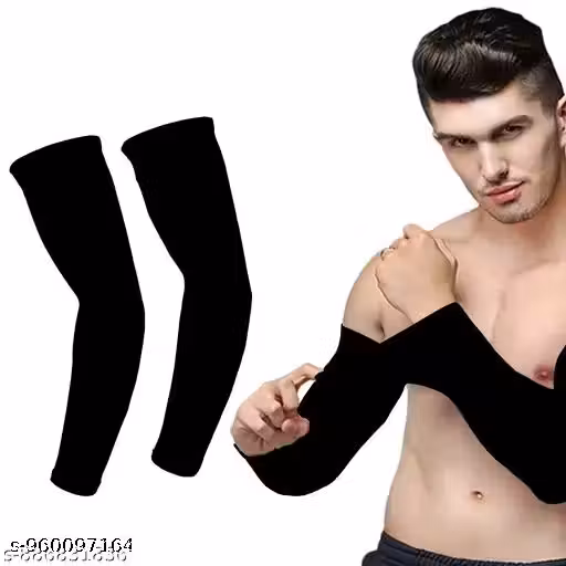 let's silim Nylon Arm Sleeve For Boys & Girls (Free, Black) pack of 2