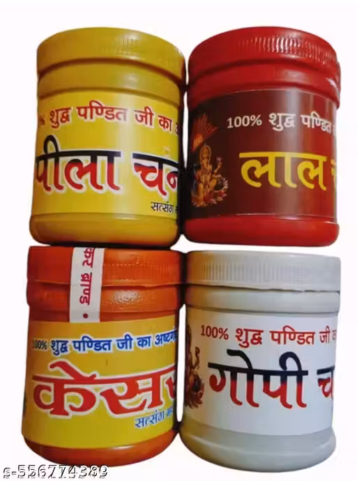 Mangalam Chandan Powder Combo Pack | Red, Yellow, White & Orange Chandan for Pooja & Religious Use