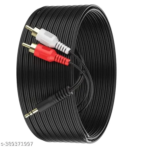 3.5mm Jack Stereo Audio AUX Male to 2 RCA Male Cable | 5 Meter Audio Connector Cable for Smartphone & Speakers