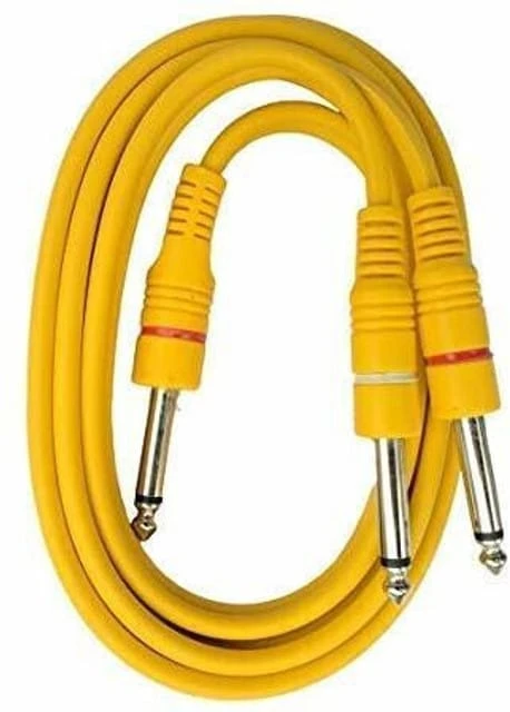 6.35mm P38 Male Audio Breakout Cable | Dual Mono to Mono Guitar Patch Cord 1.5 Meter Yellow