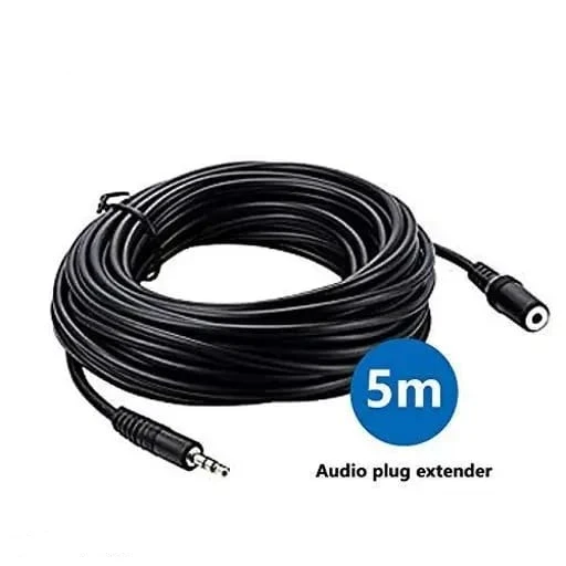 JAMUS 3.5mm Male to Female AUX Extension Cable | 5 Meter Stereo Audio Cable for Headphone, Mobile & Car Stereo