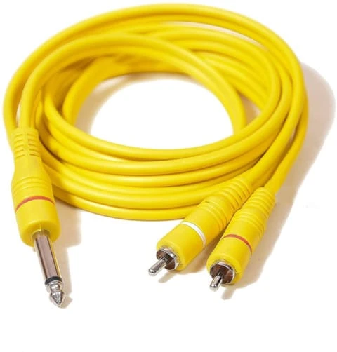 JAMUS 6.35mm P38 Male to 2 RCA Male Audio Cable | 1.5 Meter Guitar & Amplifier Connector Cable