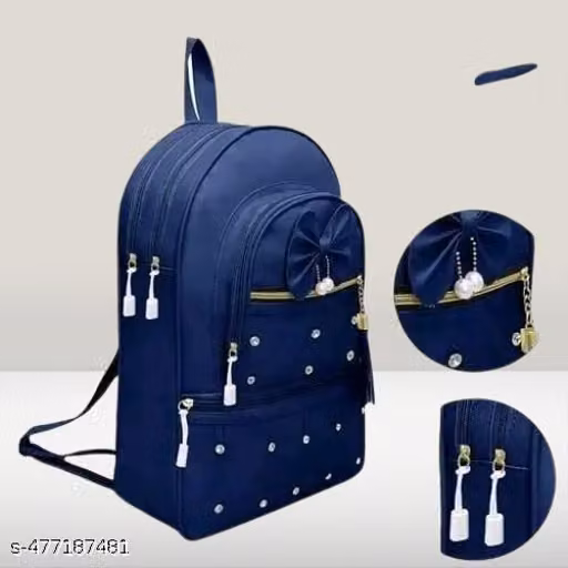 Stylish Blue Backpack for Women & Girls with Multiple Compartments, Lightweight Casual College Bag for Travel, Office & Daily Use