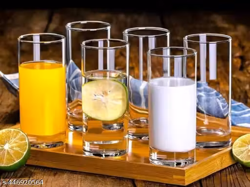 6 Pcs Transparent Glass Drinkware Set – Perfect for Juice, Water, Soft Drinks, and Everyday Use Premium 6-Piece Juice & Water Glass Set – Clear, Durable Glasses for Dining, Parties, and Daily Use