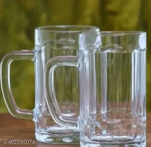 Set of 2 Premium 400ml Beer Mugs – Solid Clear Glass for Craft Beer, Cold Drinks & More – Durable & Stylish Design for Any Occasion
