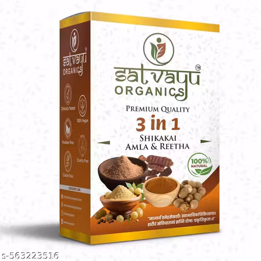 Satvayu Organics 3 in 1 Powder 200g | Amla Reetha Shikakai Powder for Hair | Herbal Hair Mask & Cleanser | 100% Natural, Chemical-Free & No Preservatives