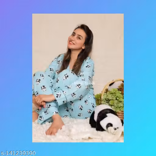 Night suits, rayon night suits, panda nightsuits, summer night suits, full sleeves nightsuits, panda print night suits, fancy night suits, winter nightsuits, nightsuits for girls and womens