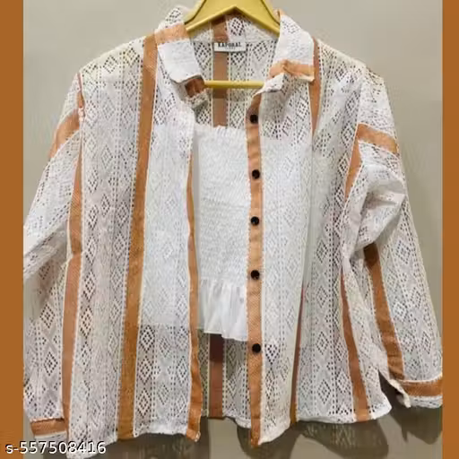 COMFY STYLISH NET FABRIC SHIRT WITH STIRPED INER FOR GIRLS AND WOMENS