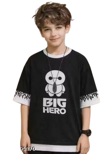 KIDS BOYS ROUND NECK REGULAR FITTED LONG SLEEVE PRINTED COTTON T-SHIRTS