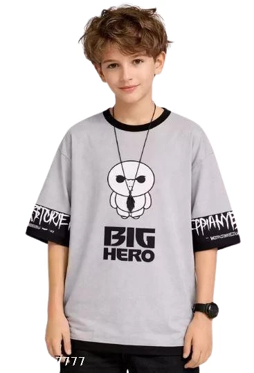 KIDS BOYS ROUND NECK REGULAR FITTED LONG SLEEVE PRINTED COTTON T-SHIRTS