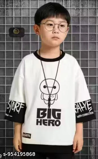 KIDS BOYS ROUND NECK REGULAR FITTED PRINTED COTTON T-SHIRTS