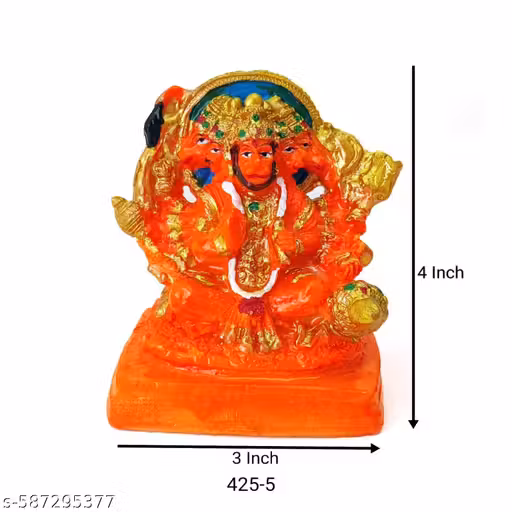 Panchmukhi Hanuman Idol – Decorative Polyresin Statue for Home, Office & Car Dashboard (3 x 4 Inch, Multicolor)