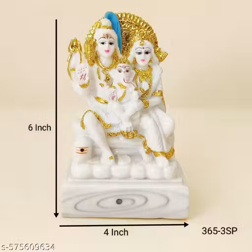 Shiv Parivar Marble Finish Idol – 6 Inch Decorative