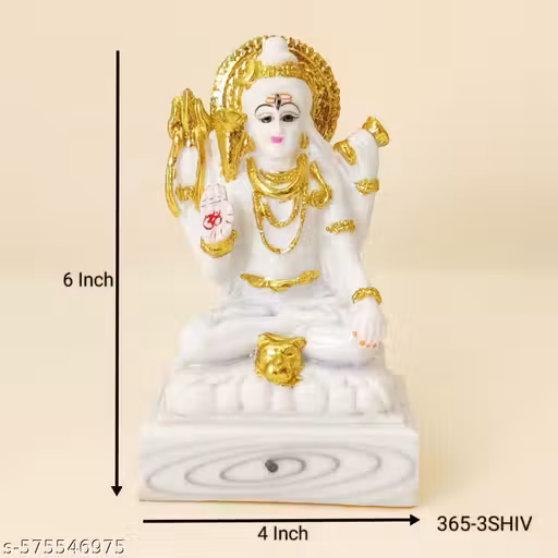 Shiv ji idol in ceramic white