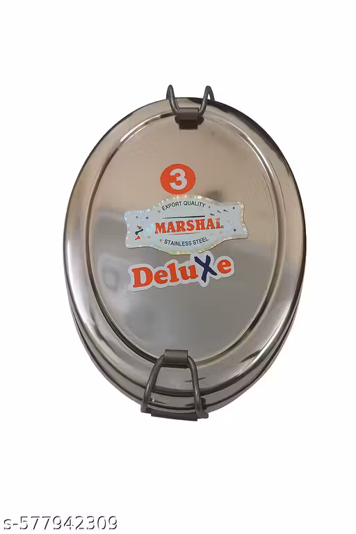 Stainless Steel Oval Lunch Box with 2 Containers and lid