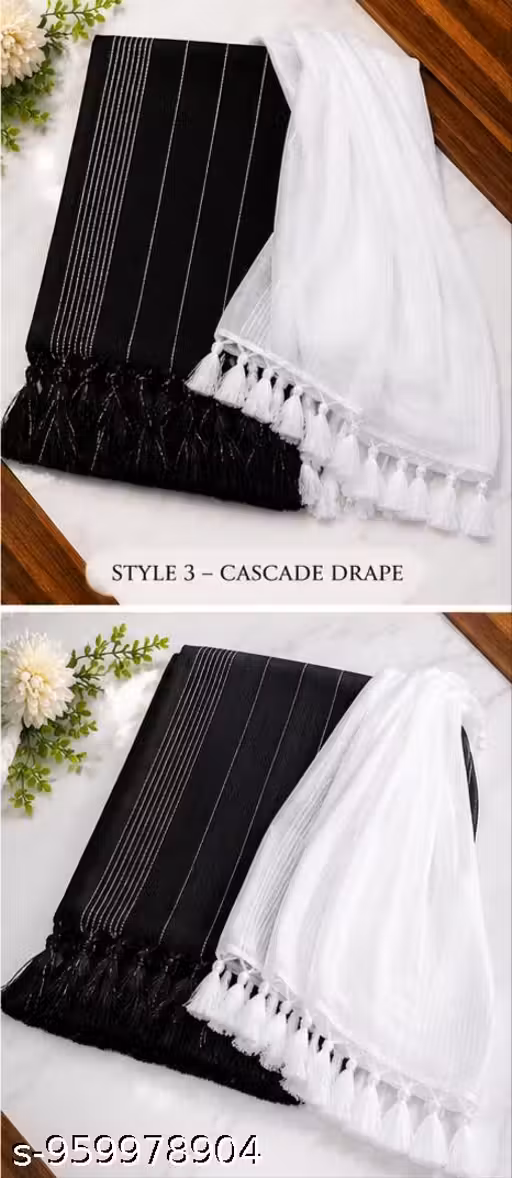 White and black jari line dupatte