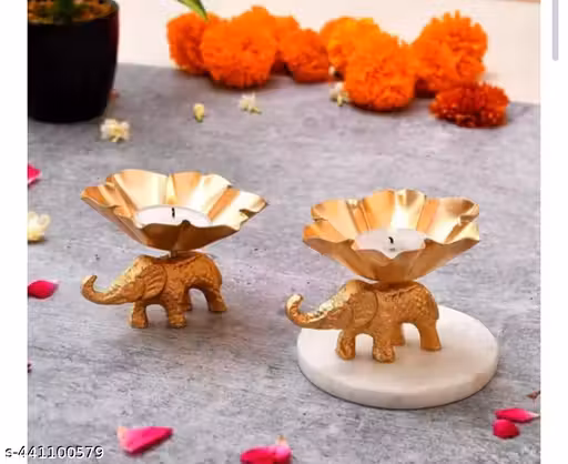 Decorative Elephant Diya Set – Pack of 2