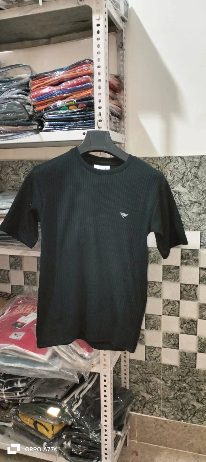 Black Premium Ribbed T-Shirt for Men | Stylish Casual Round Neck Tee