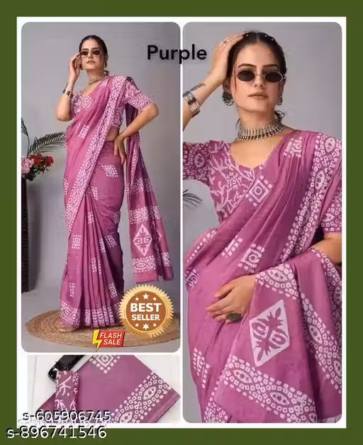 JAIPURI HAND BLOCK PURE 100% MULMUL BUTTER SMOOTH COTTON LIGHTWEIGHT PREMIUM PINK SAREE WITH UNSTICHED BLOUSE PIECE FOR WOMEN DAILY AND OFFICE WEAR