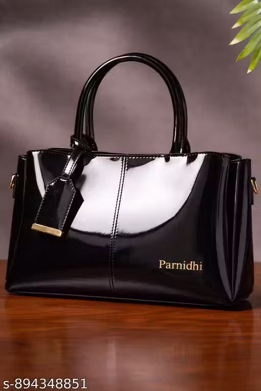 Women’s Top Handle Bag | Hand Held bag | Stylish Patent Synthetic Leather Handbag with Dual Handles & Detachable Sling Strap | Beige Shoulder Purse for Work & Casual Outings