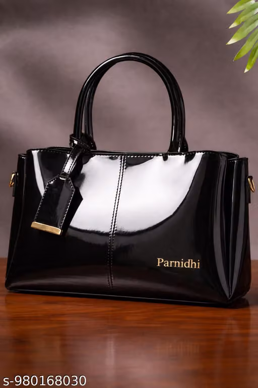 Women's Patent Leather Handbag for Women | Glossy Tote Bag with Detachable Sling Strap | Zip Closure | Spacious Multi Compartment Shoulder Bag for Office, College, Travel & Shopping