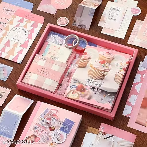 Scrape Book Kit Scrapbooking Kit Vintage Journal Scrapbook Pack DIY Paper Stickers, Craft Kits Notebook, Collage Album Aesthetic Sticker Journaling Scrapbook Photo Album (Pink)