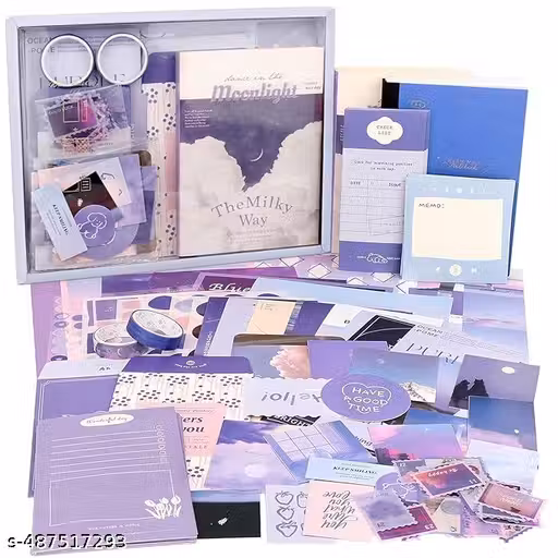 EPIC Purple Aesthetic Vintage Scrapbook Pack Kit, DIY Art Journaling Stickers, Kid's Craft Kits Notebook, Collage Album Aesthetic Stickers (Moonlight)
