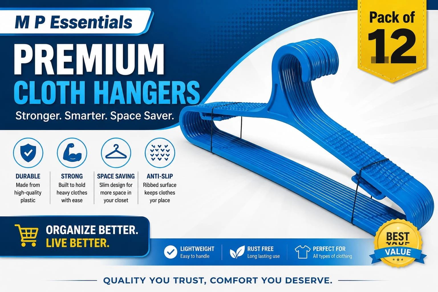 Best and Durable Plastic Hanger pack of 12