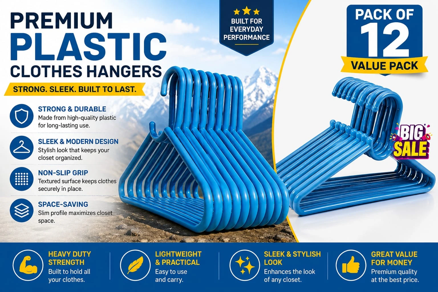 Best and Durable Plastic Hanger pack of 12