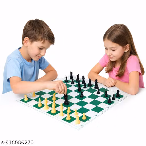 Dandles Tournament Chess Vinyl Foldable Chess Game with Solid Plastic Pieces- for Professional Chess Players (Green)