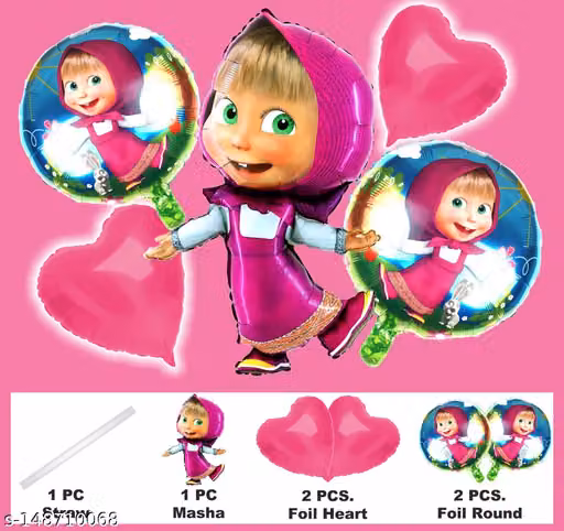 Domios Printed 5pc Masha Foil Balloons Star Helium Decorations Set # Baby Birthday Party